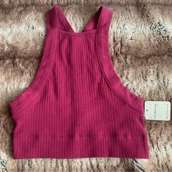 Intimately Free People Catch Up Ribbed Y-strap Brami Queen Pomegranate - Picture 2 of 5